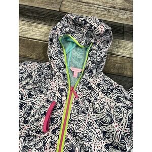 LILLY PULITZER Jacket Womens‎ S Blue White Star Crush Windbreaker Hooded